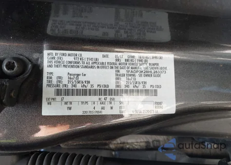 2017 Ford Focus Se из США, поврежденный, VIN 1FADP3K28HL283373